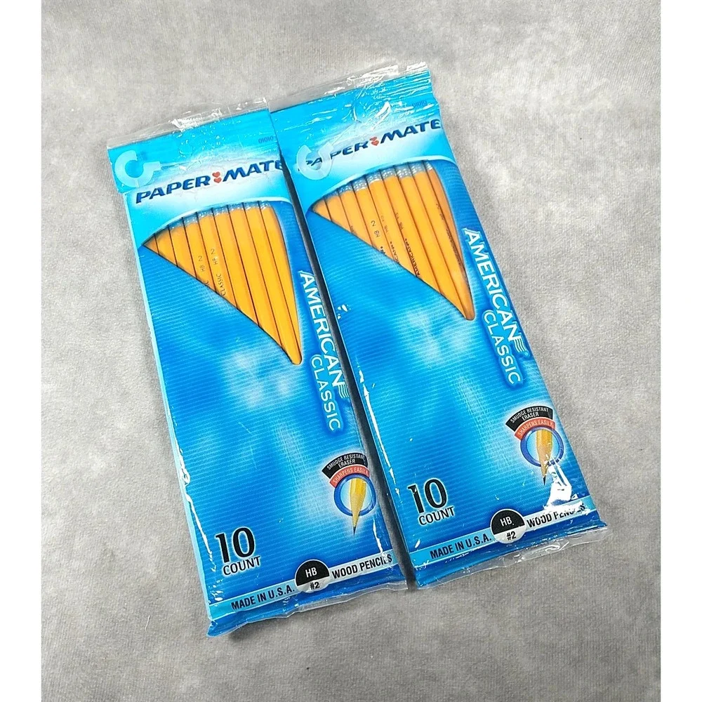 2 Pack New Paper Mate American Classic Wood Pencils 10 Count Each HB #2 USA NOS